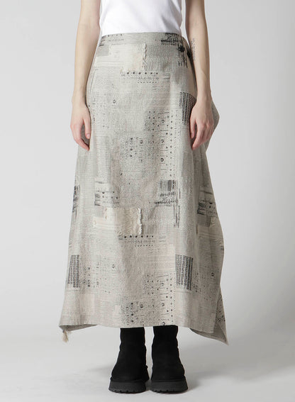 PATCHWORK JACQUARD WRAP-LIKE FLARE SKIRT