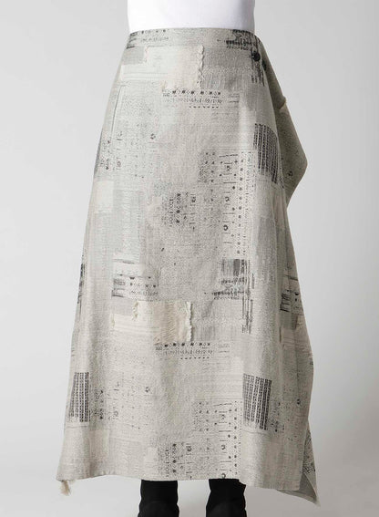 PATCHWORK JACQUARD WRAP-LIKE FLARE SKIRT