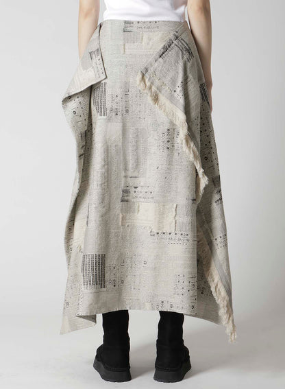 PATCHWORK JACQUARD WRAP-LIKE FLARE SKIRT