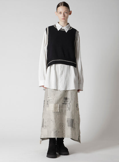 PATCHWORK JACQUARD WRAP-LIKE FLARE SKIRT