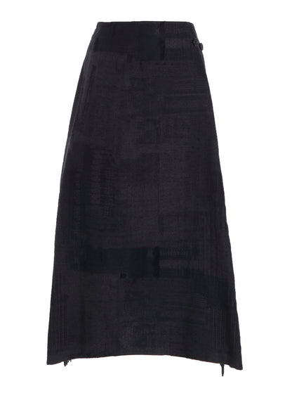 PATCHWORK JACQUARD WRAP-LIKE FLARE SKIRT