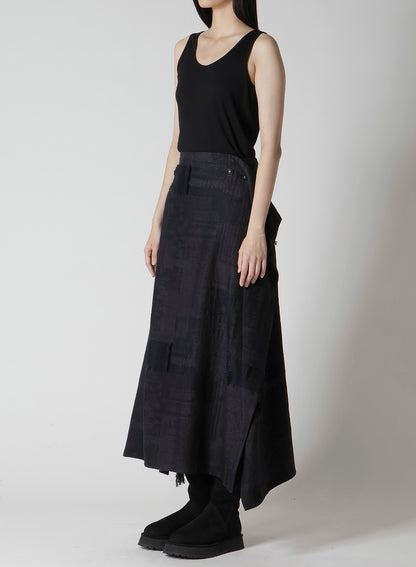 PATCHWORK JACQUARD WRAP-LIKE FLARE SKIRT