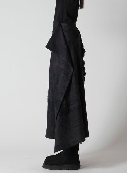 PATCHWORK JACQUARD WRAP-LIKE FLARE SKIRT