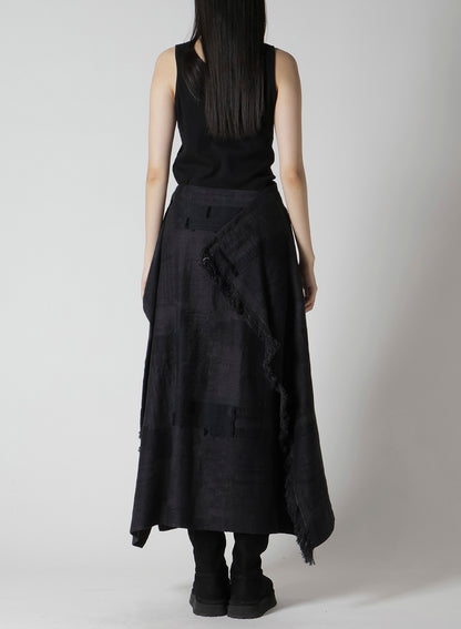 PATCHWORK JACQUARD WRAP-LIKE FLARE SKIRT