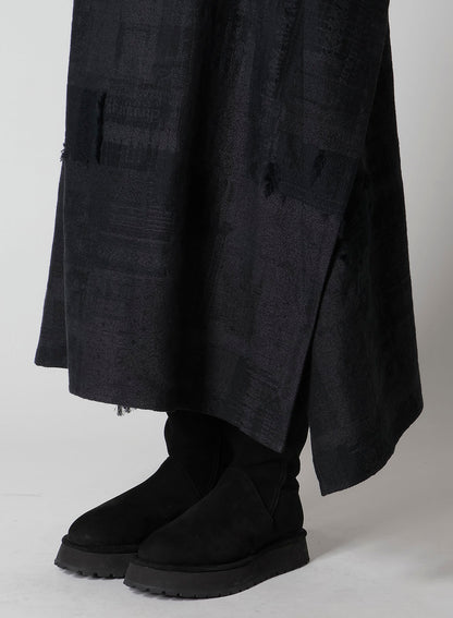 PATCHWORK JACQUARD WRAP-LIKE FLARE SKIRT