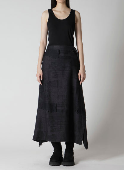 PATCHWORK JACQUARD WRAP-LIKE FLARE SKIRT