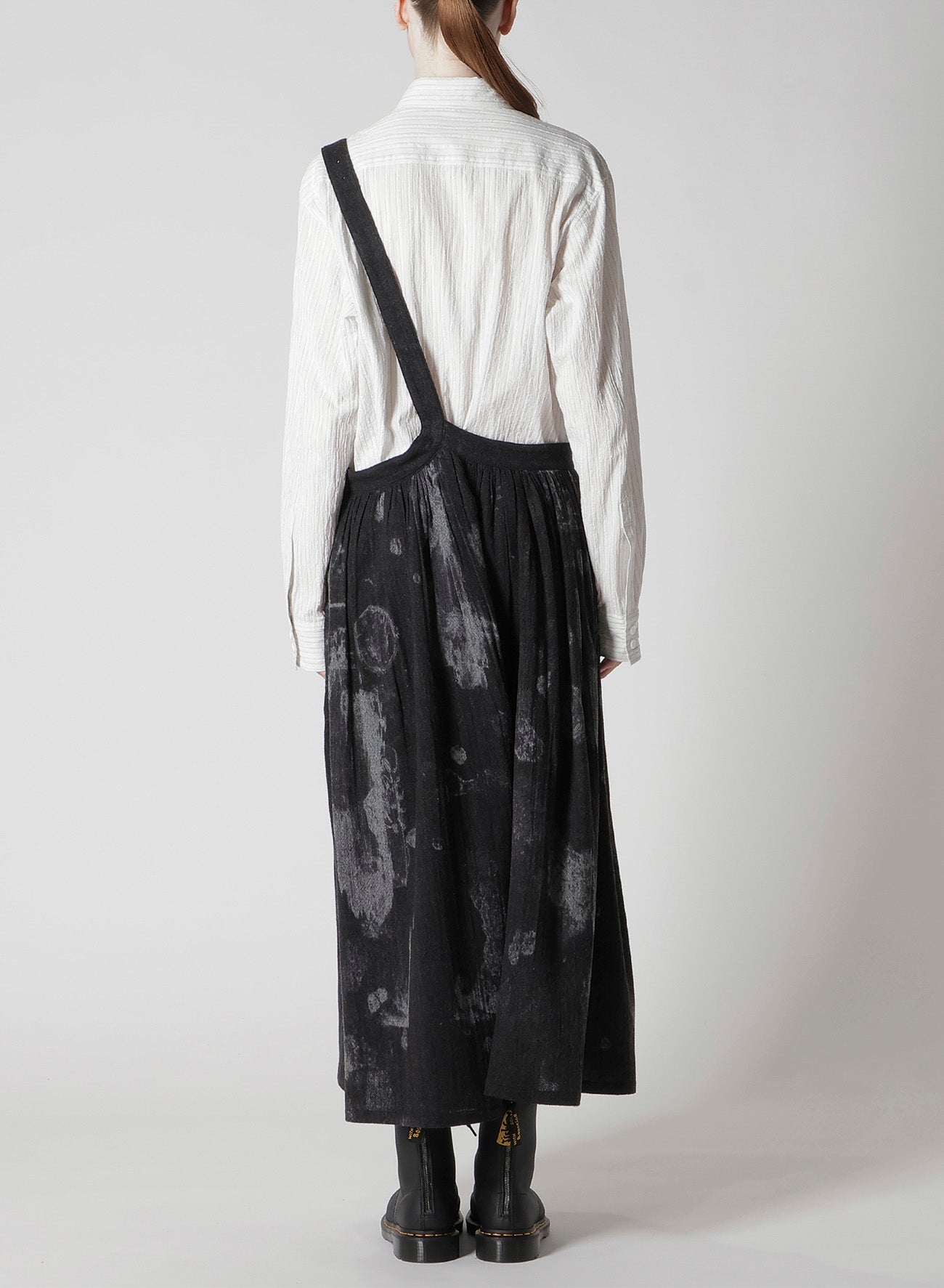 WOOL GAUZE SMUDGED POLKA DOT SINGLE STRAP SKIRT