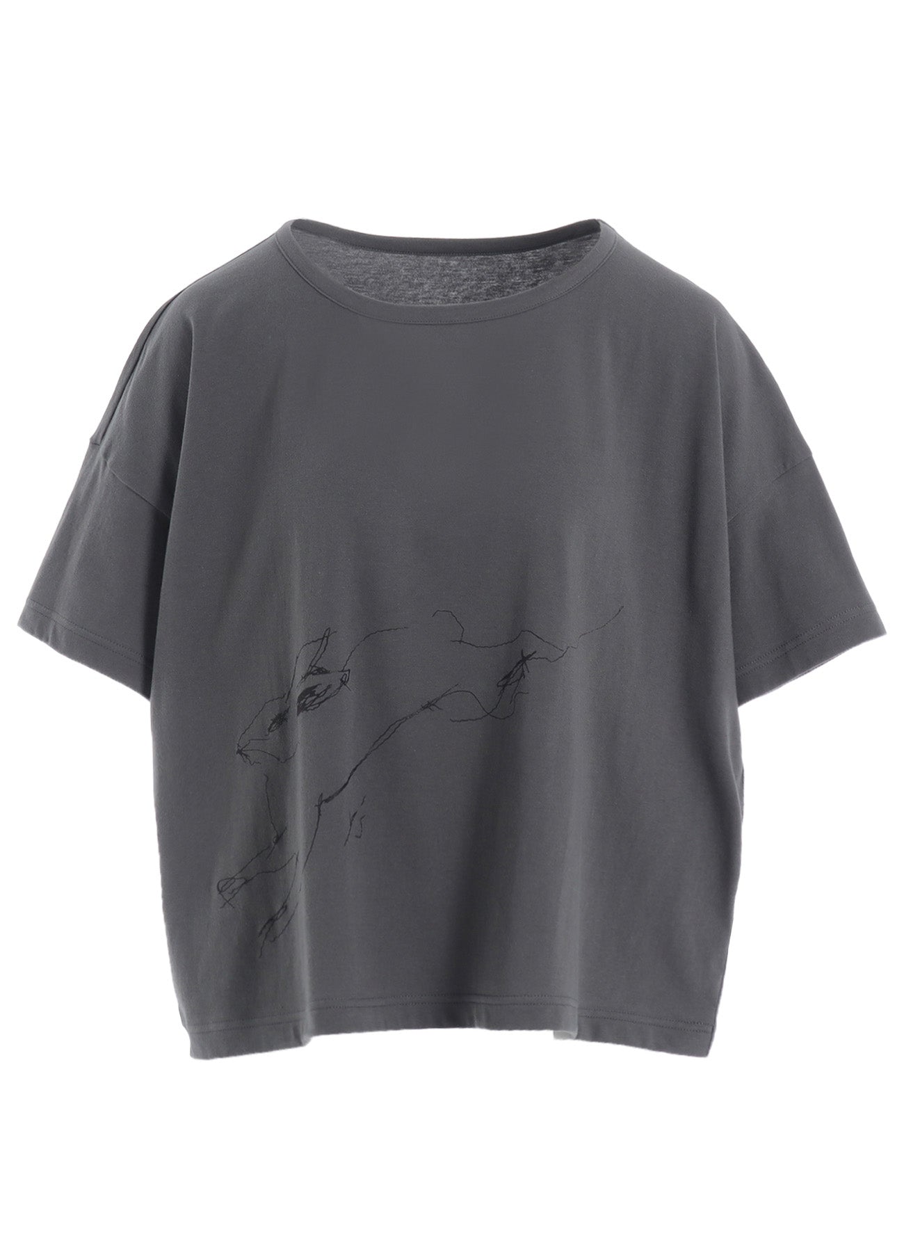 COTTON JERSEY ANIMAL PRINT CROPPED HALF SLEEVE T