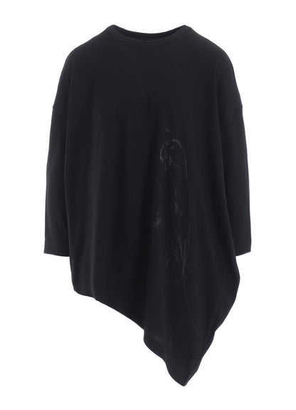 COTTON JERSEY ANIMAL PRINT ASYMMETRY DRAPE T