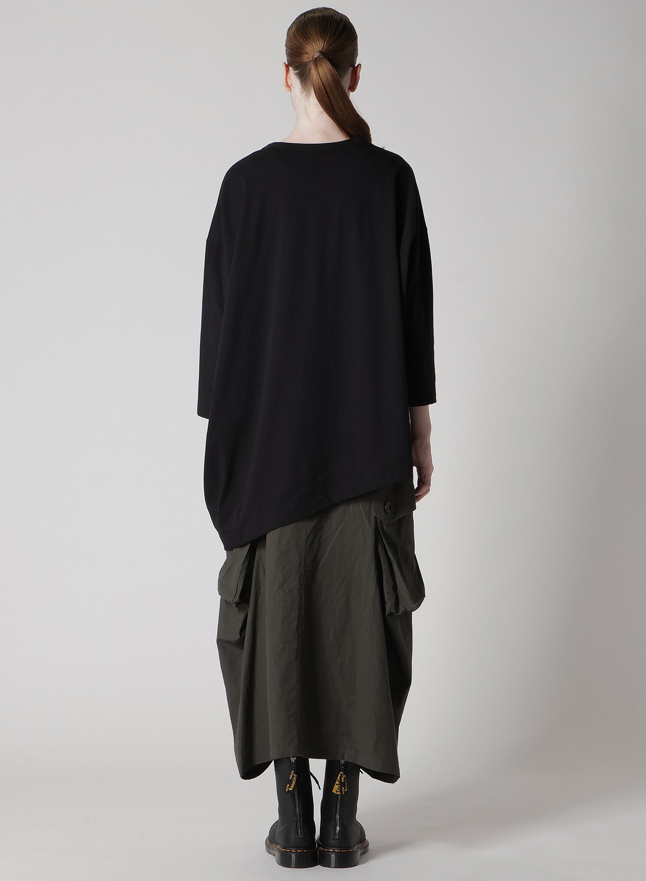 COTTON JERSEY ANIMAL PRINT ASYMMETRY DRAPE T