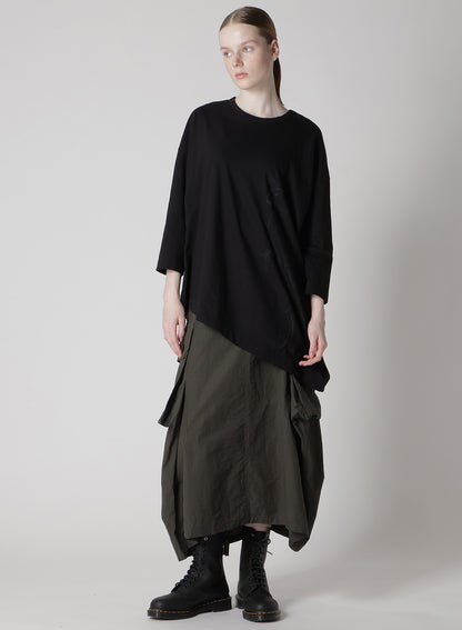 COTTON JERSEY ANIMAL PRINT ASYMMETRY DRAPE T