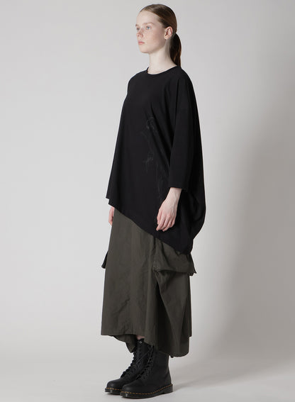 COTTON JERSEY ANIMAL PRINT ASYMMETRY DRAPE T