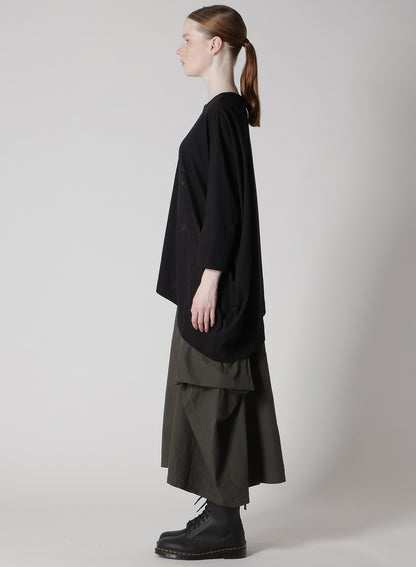 COTTON JERSEY ANIMAL PRINT ASYMMETRY DRAPE T