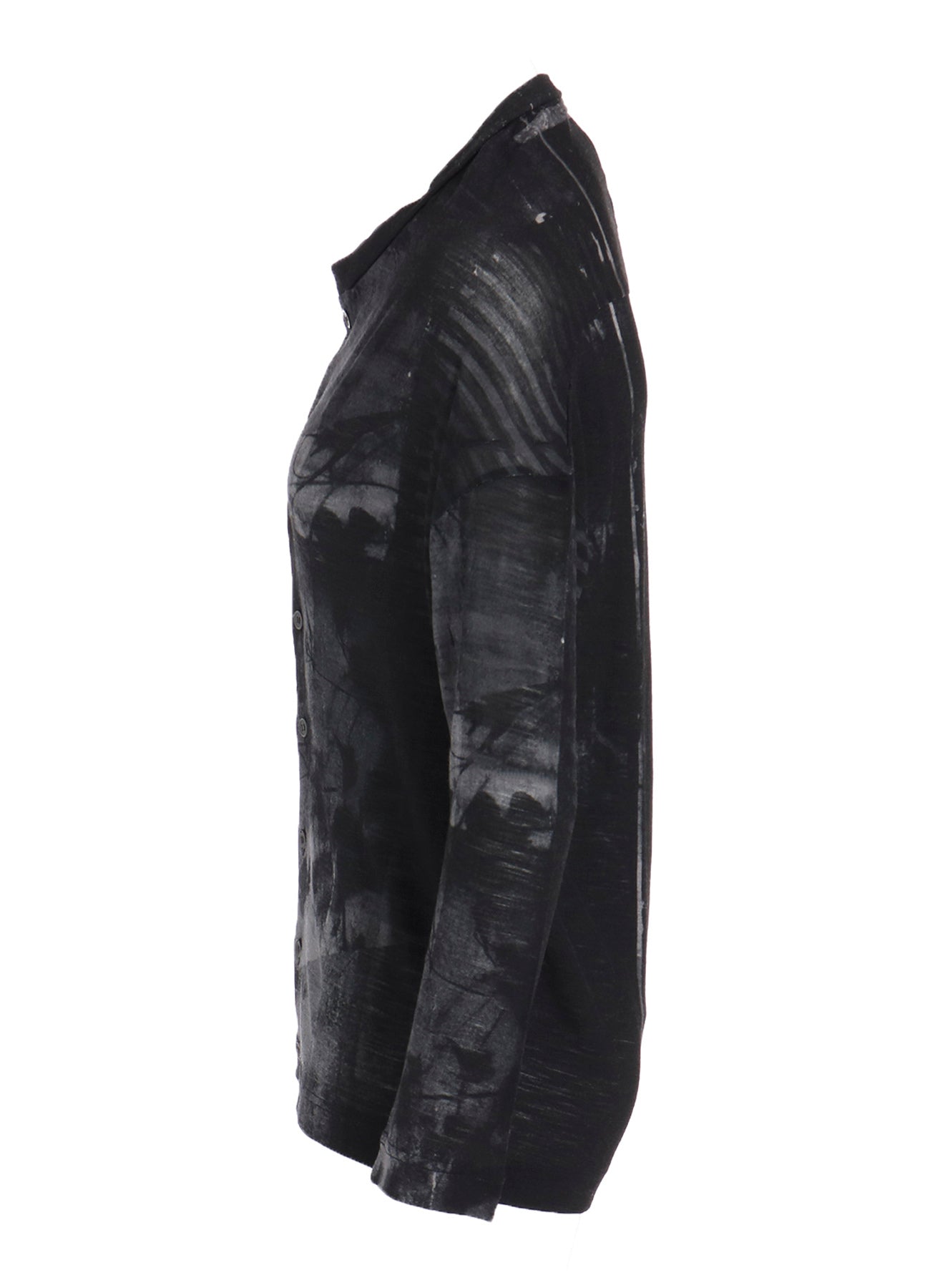 BLURRY FLOWER PRINTTED OFF NECK BUTTONED CARDIGAN