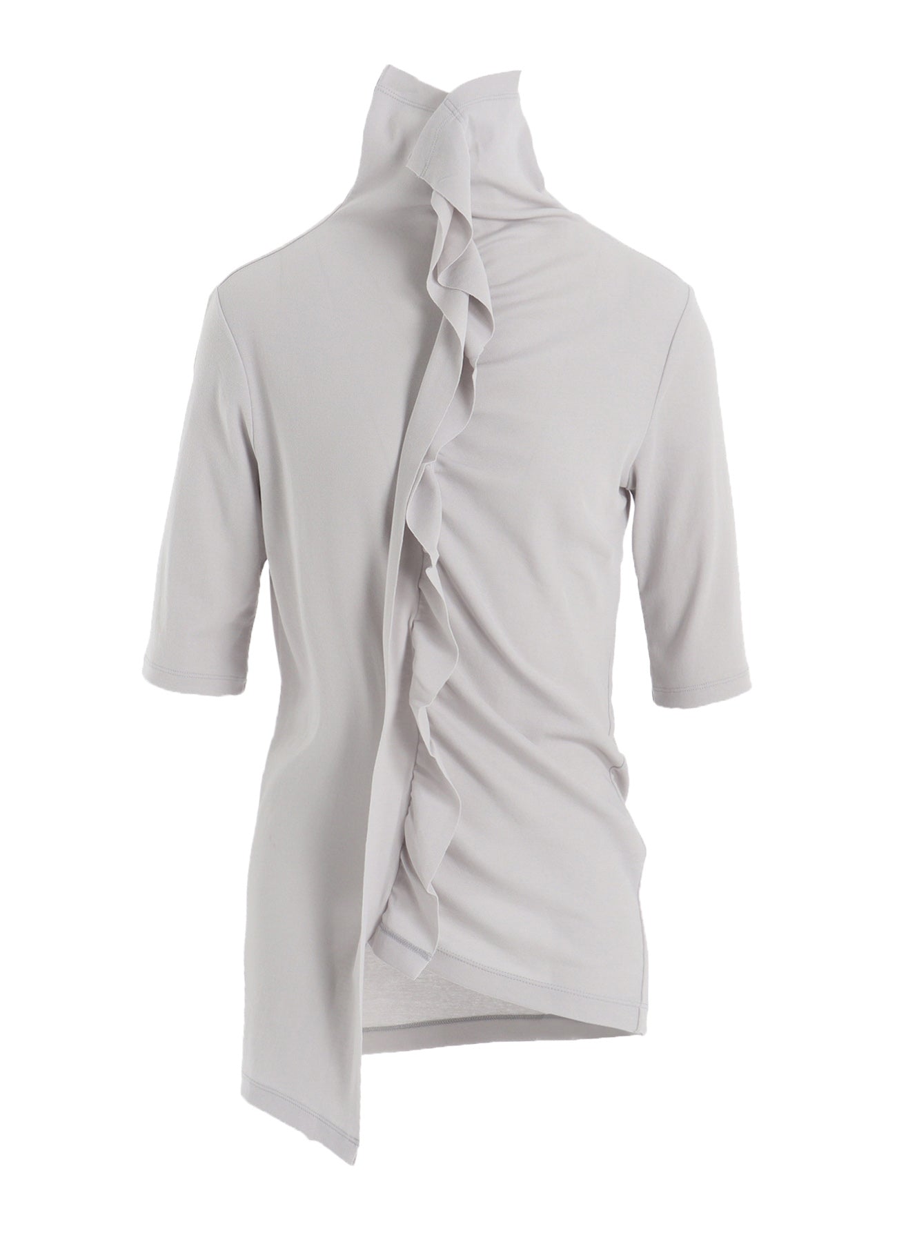 HARD-TWIST ASYMMETRIC HIGH NECK HALF SLEEVE T