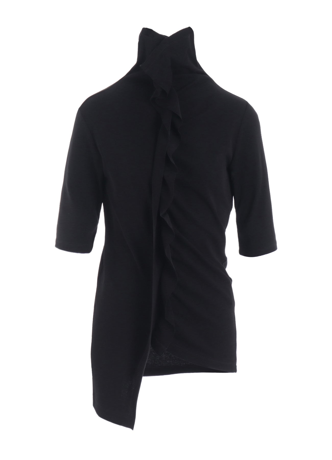 HARD-TWIST ASYMMETRIC HIGH NECK HALF SLEEVE T