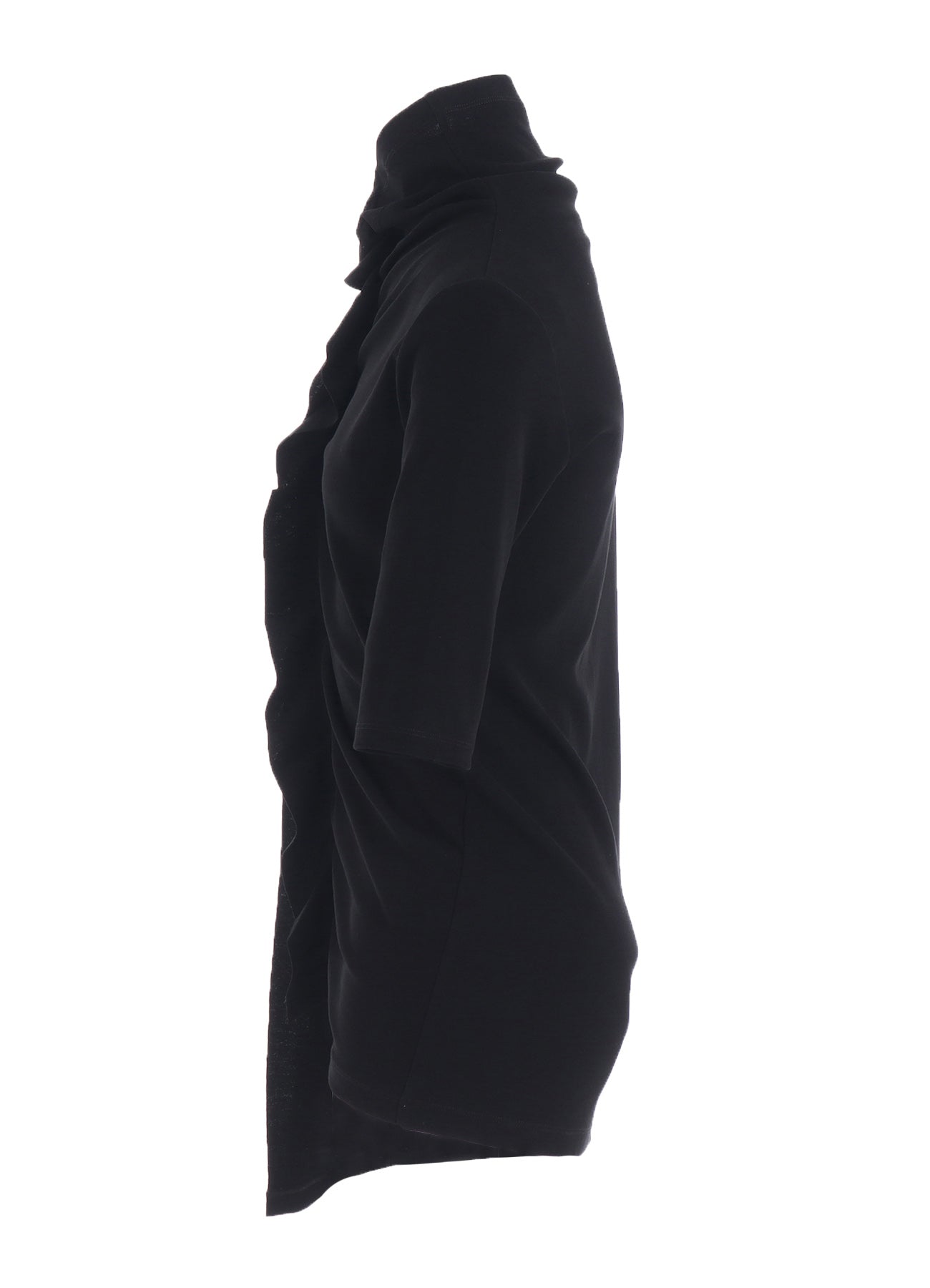 HARD-TWIST ASYMMETRIC HIGH NECK HALF SLEEVE T
