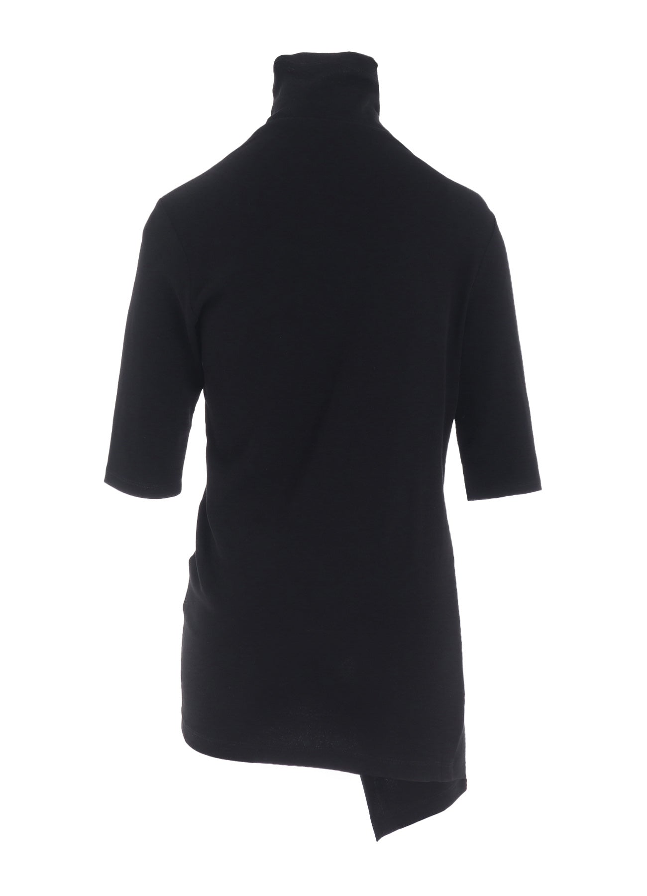 HARD-TWIST ASYMMETRIC HIGH NECK HALF SLEEVE T