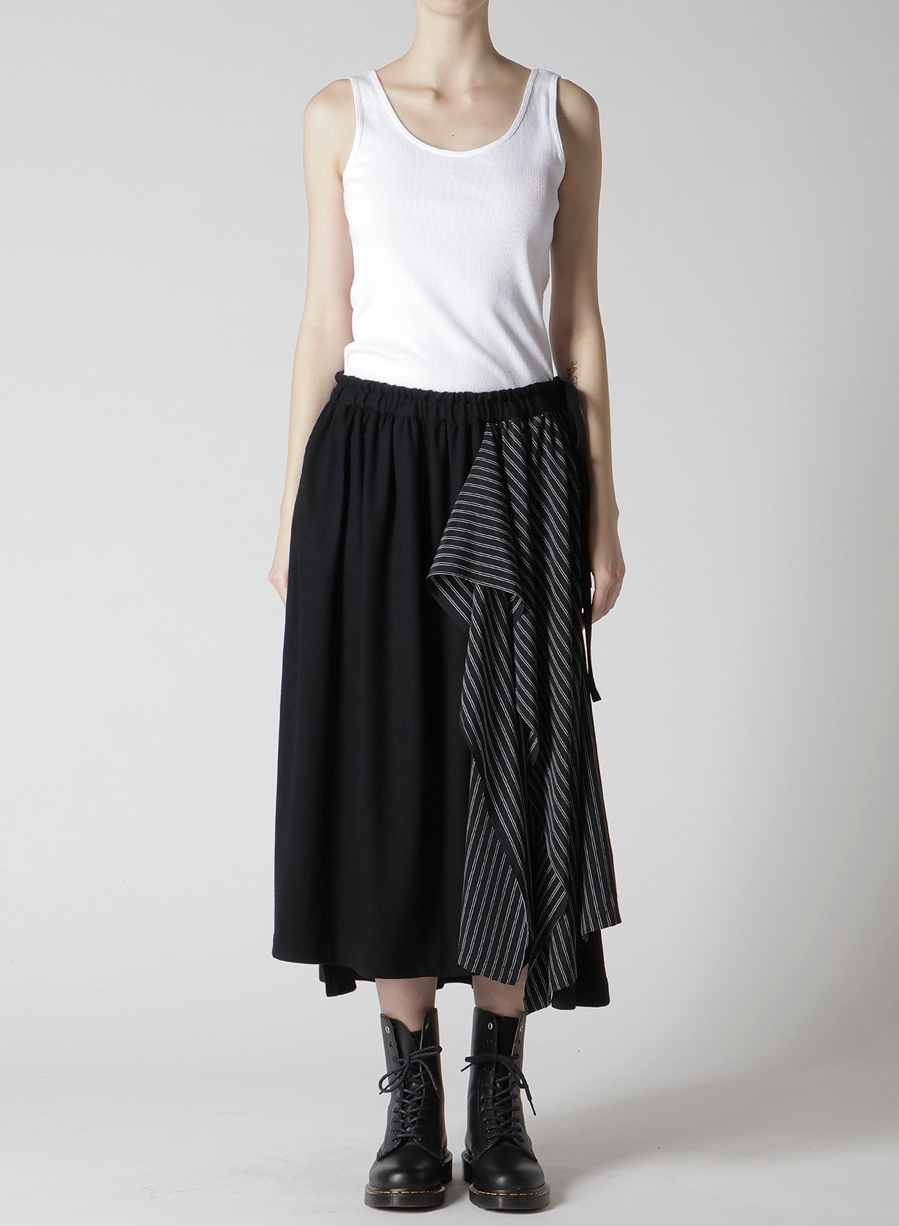 COTTON/CREPE DE CHINE FLARE SKIRT
