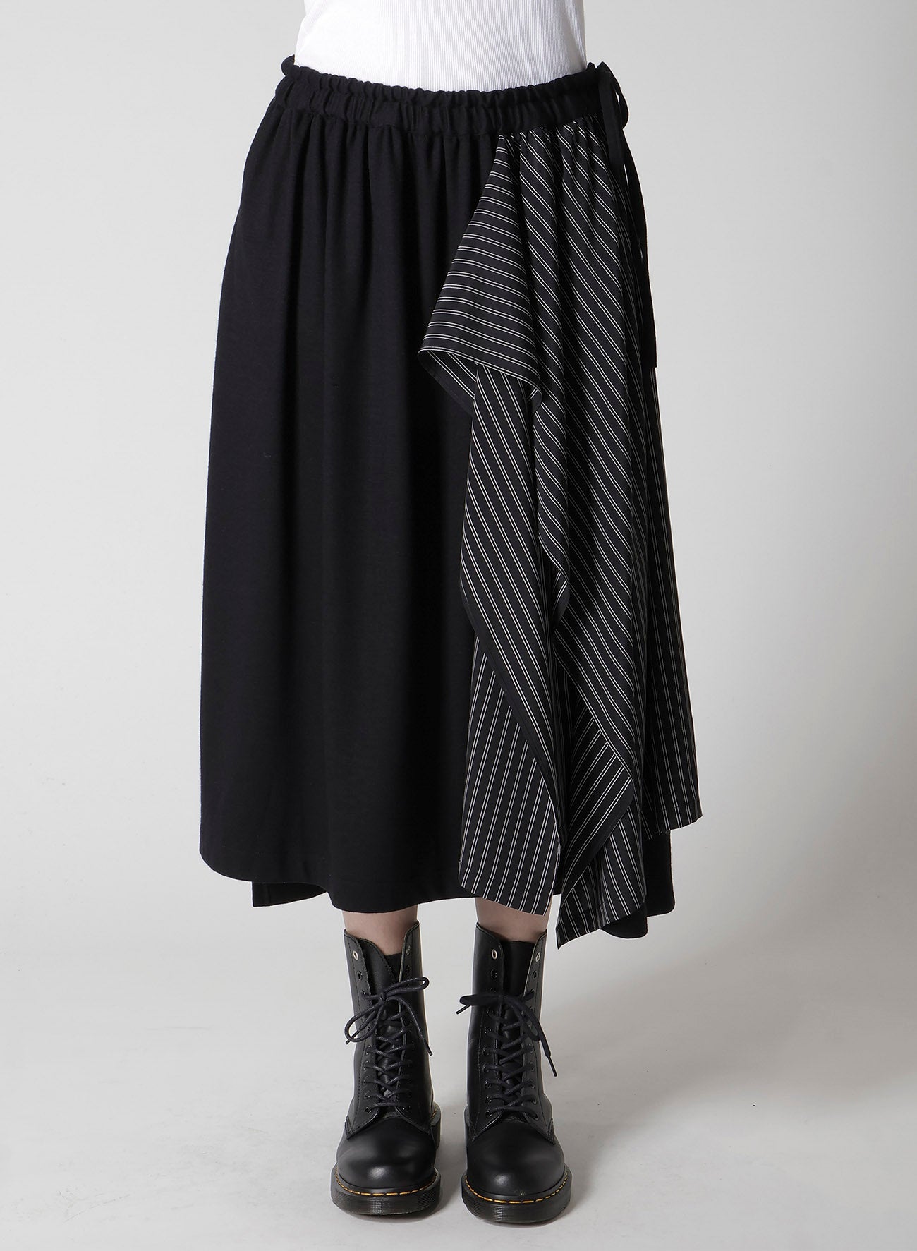 COTTON/CREPE DE CHINE FLARE SKIRT