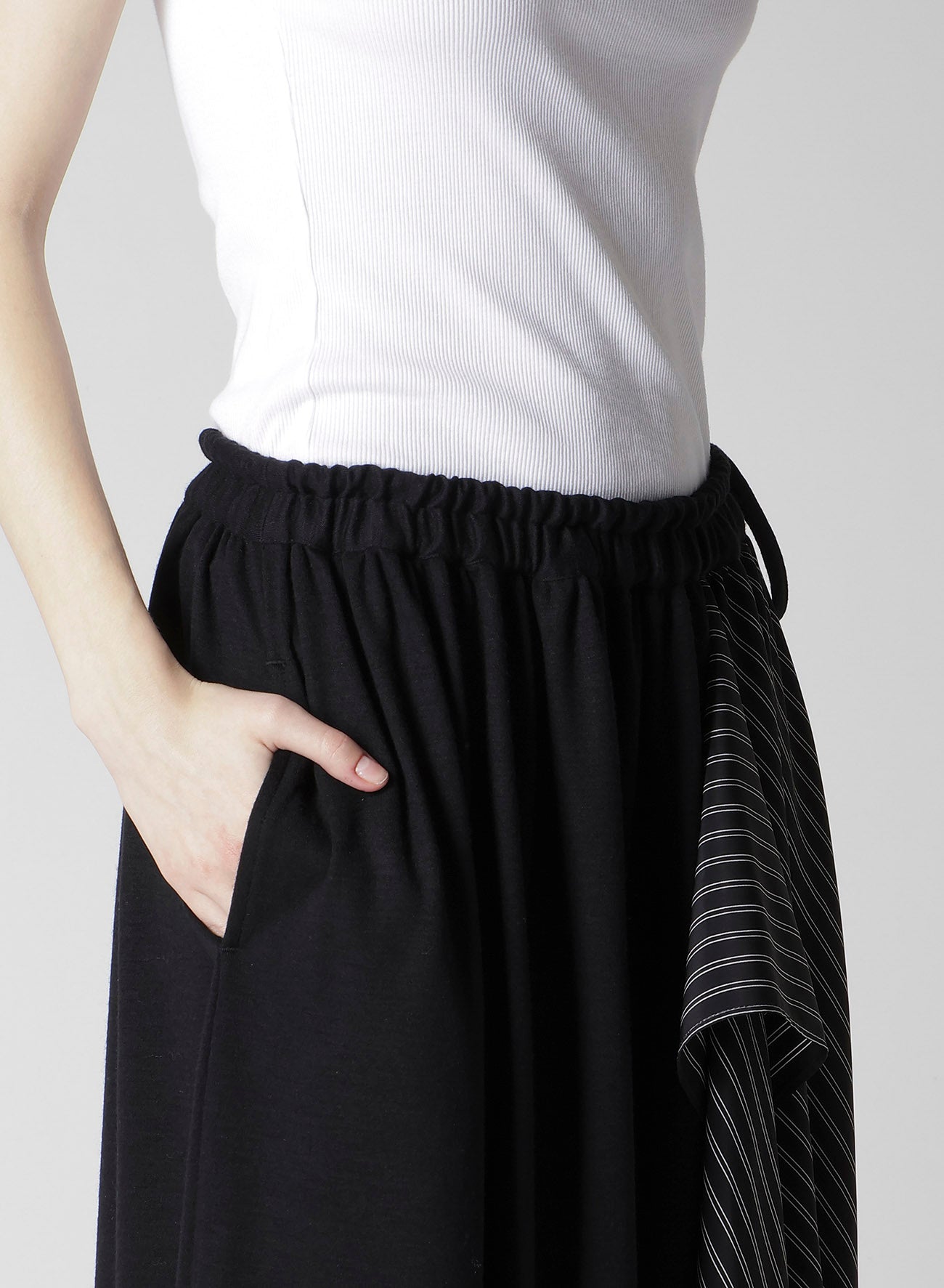 COTTON/CREPE DE CHINE FLARE SKIRT