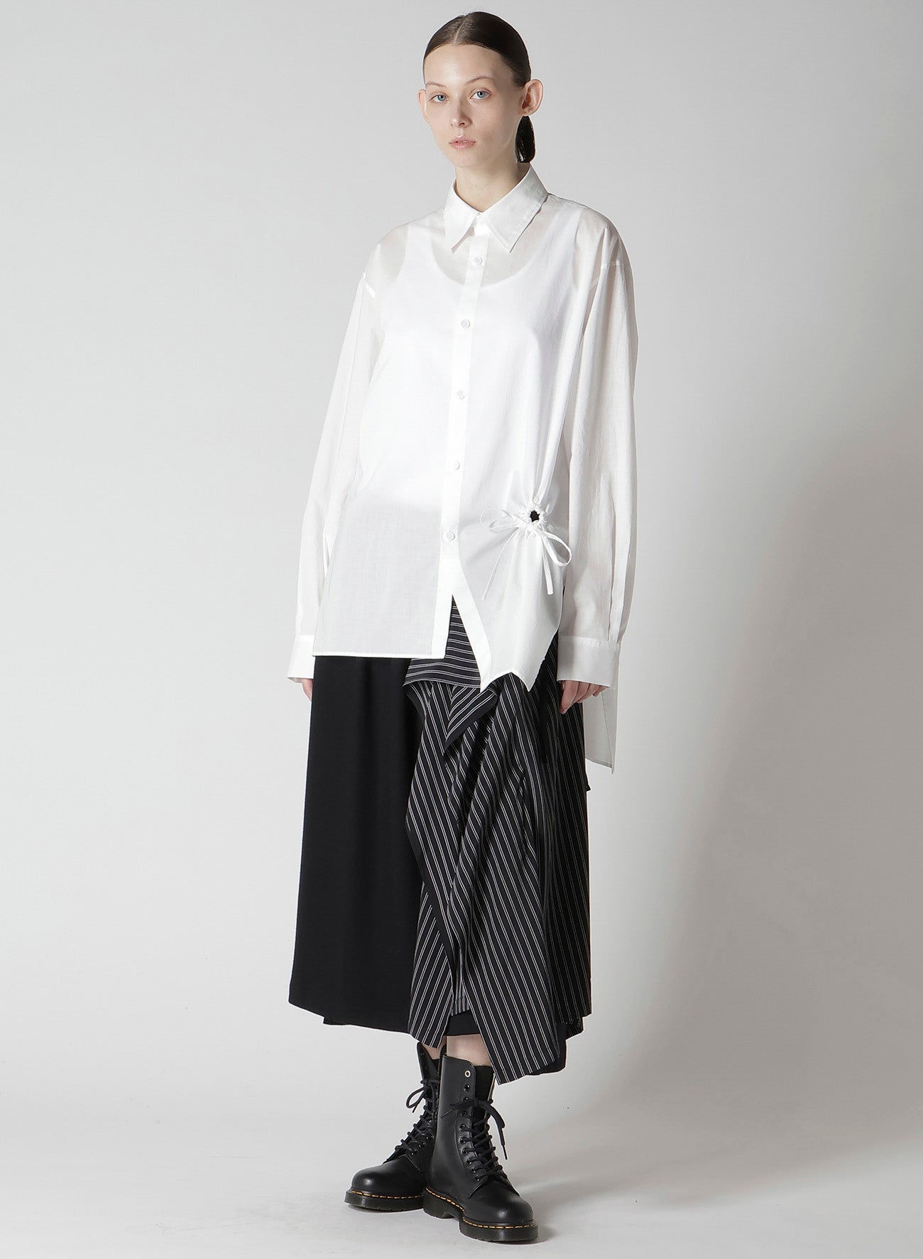 COTTON/CREPE DE CHINE FLARE SKIRT
