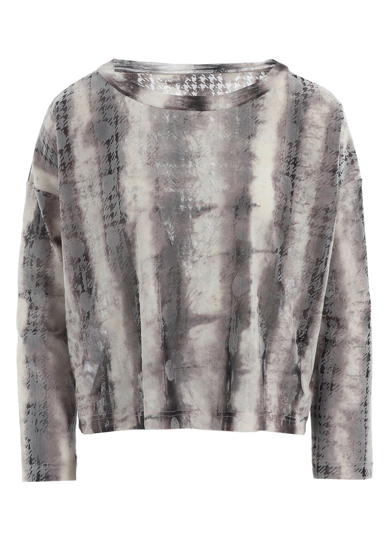 HOUNDTOOTH DOTS TULLE CROPPED ROUND NECK T