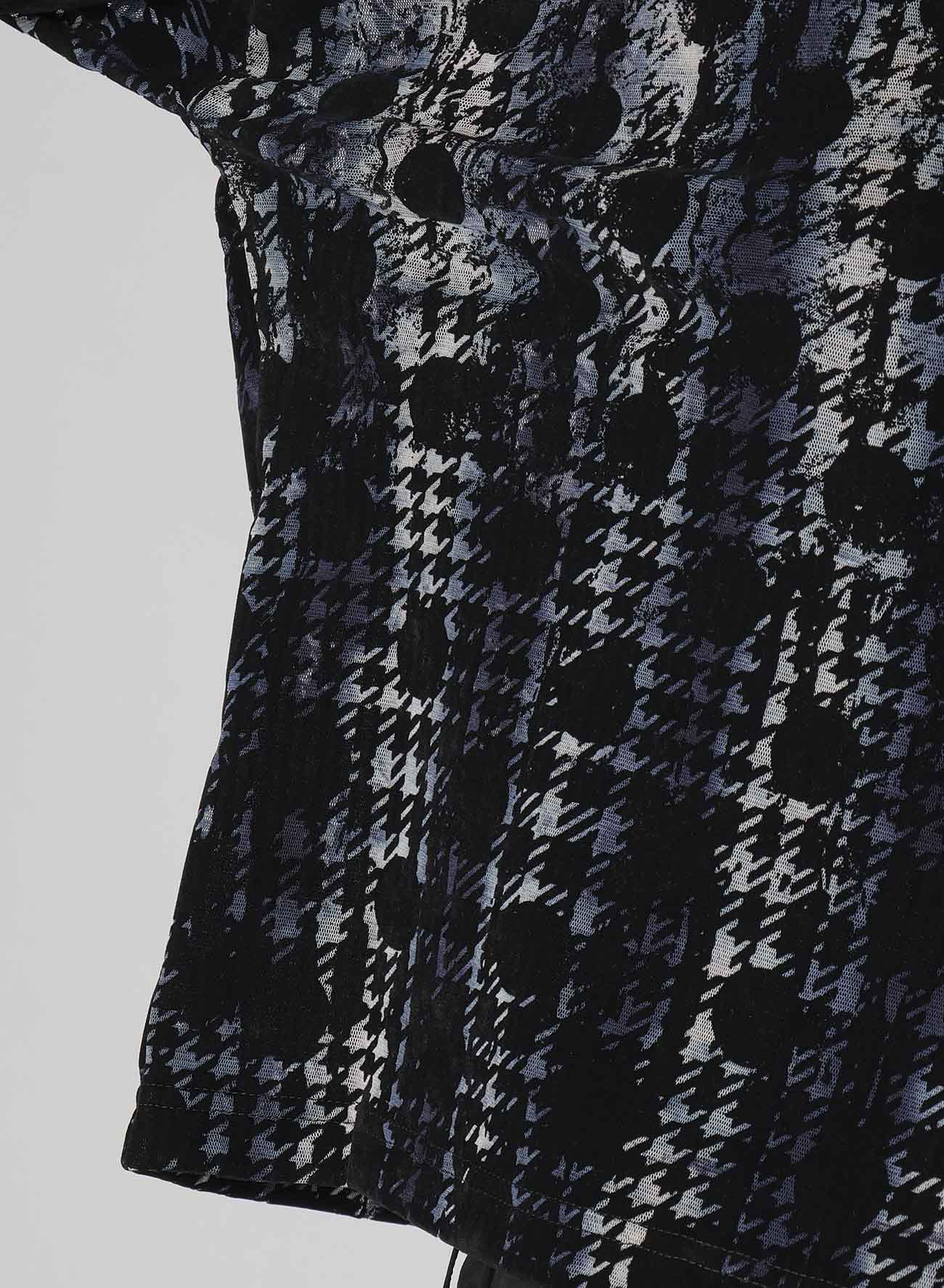 HOUNDTOOTH DOTS TULLE CROPPED HIGH-NECK T