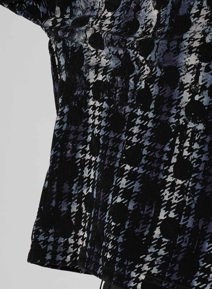 HOUNDTOOTH DOTS TULLE CROPPED HIGH-NECK T
