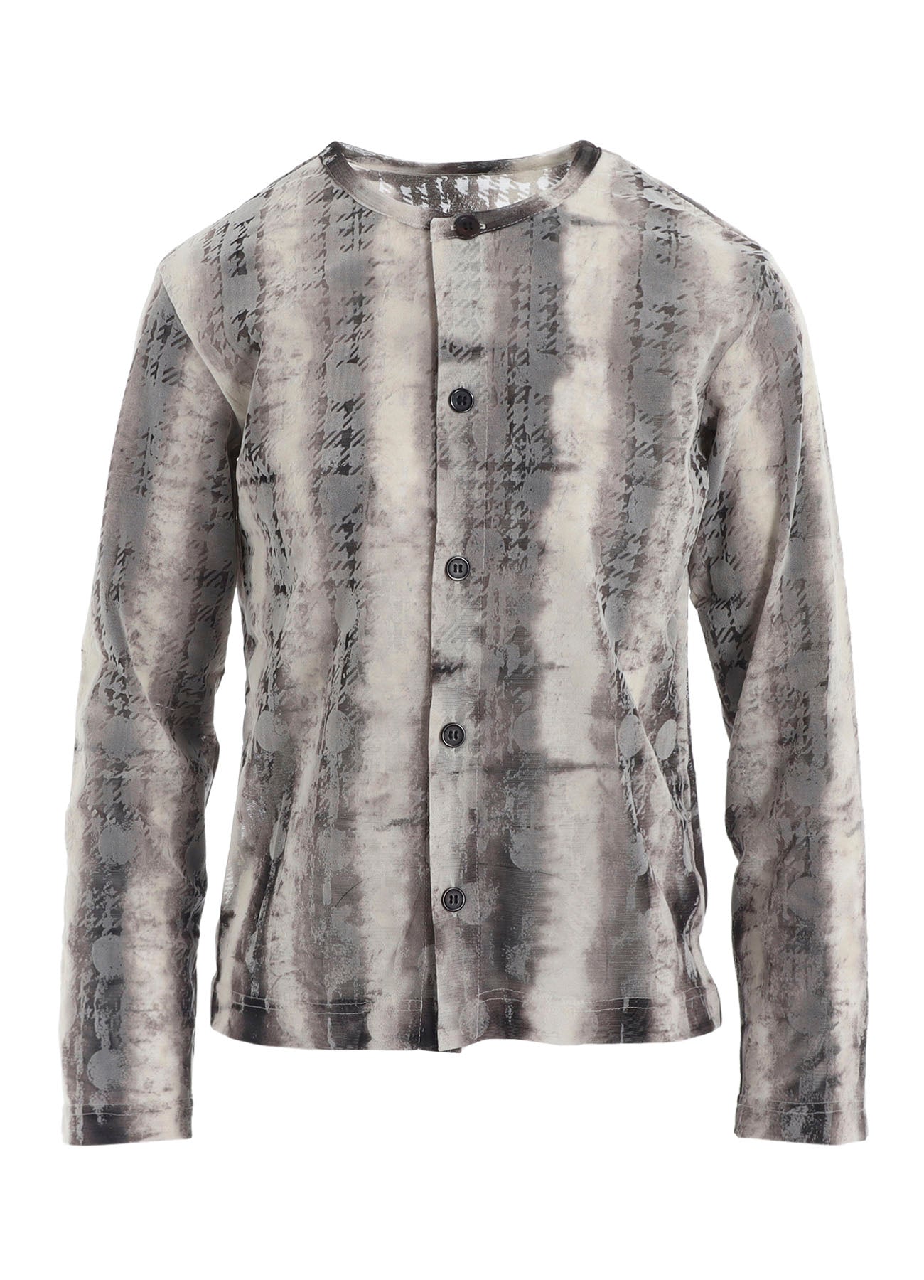 HOUNDTOOTH DOTS TULLE ROUND NECK LONG SLEEVE CARDIGAN