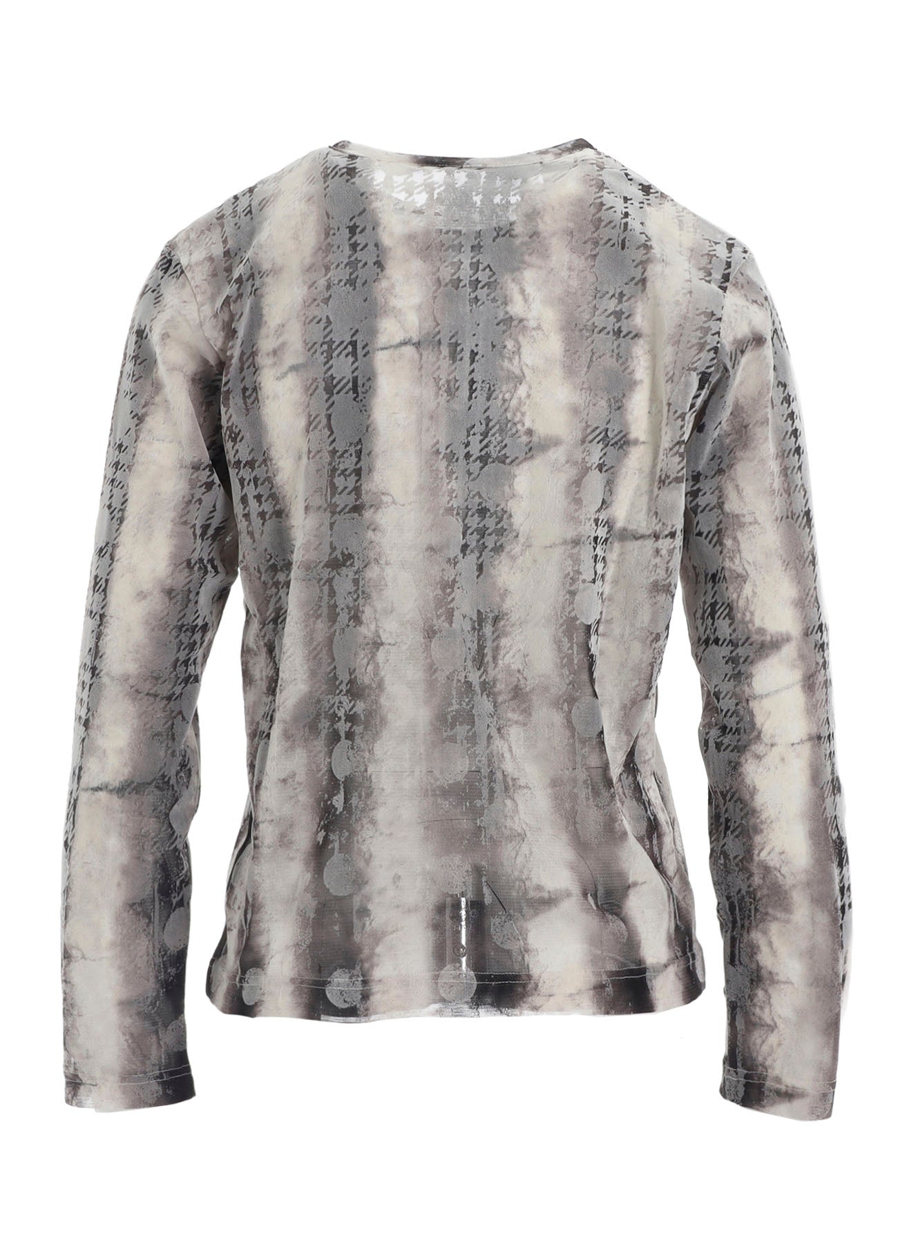 HOUNDTOOTH DOTS TULLE ROUND NECK LONG SLEEVE CARDIGAN