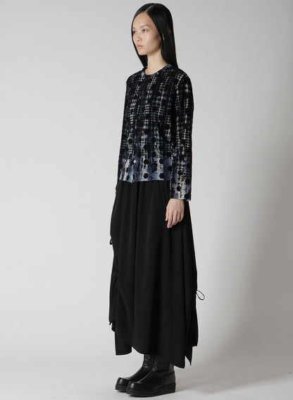 HOUNDTOOTH DOTS TULLE ROUND NECK LONG SLEEVE CARDIGAN