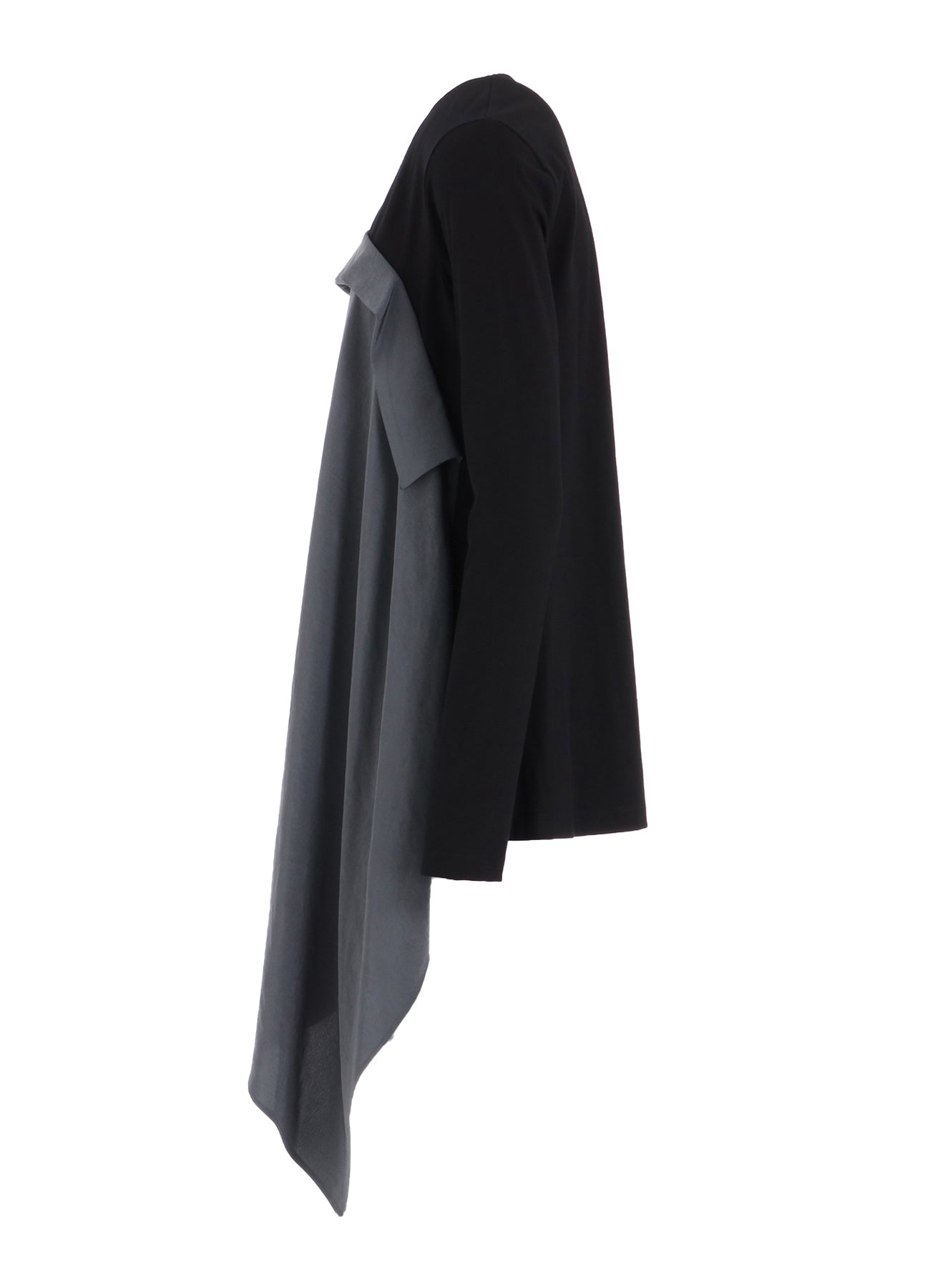 CREPE de CHINE/COTTON JERSEY COMBINATION LONG SLEEEVE T