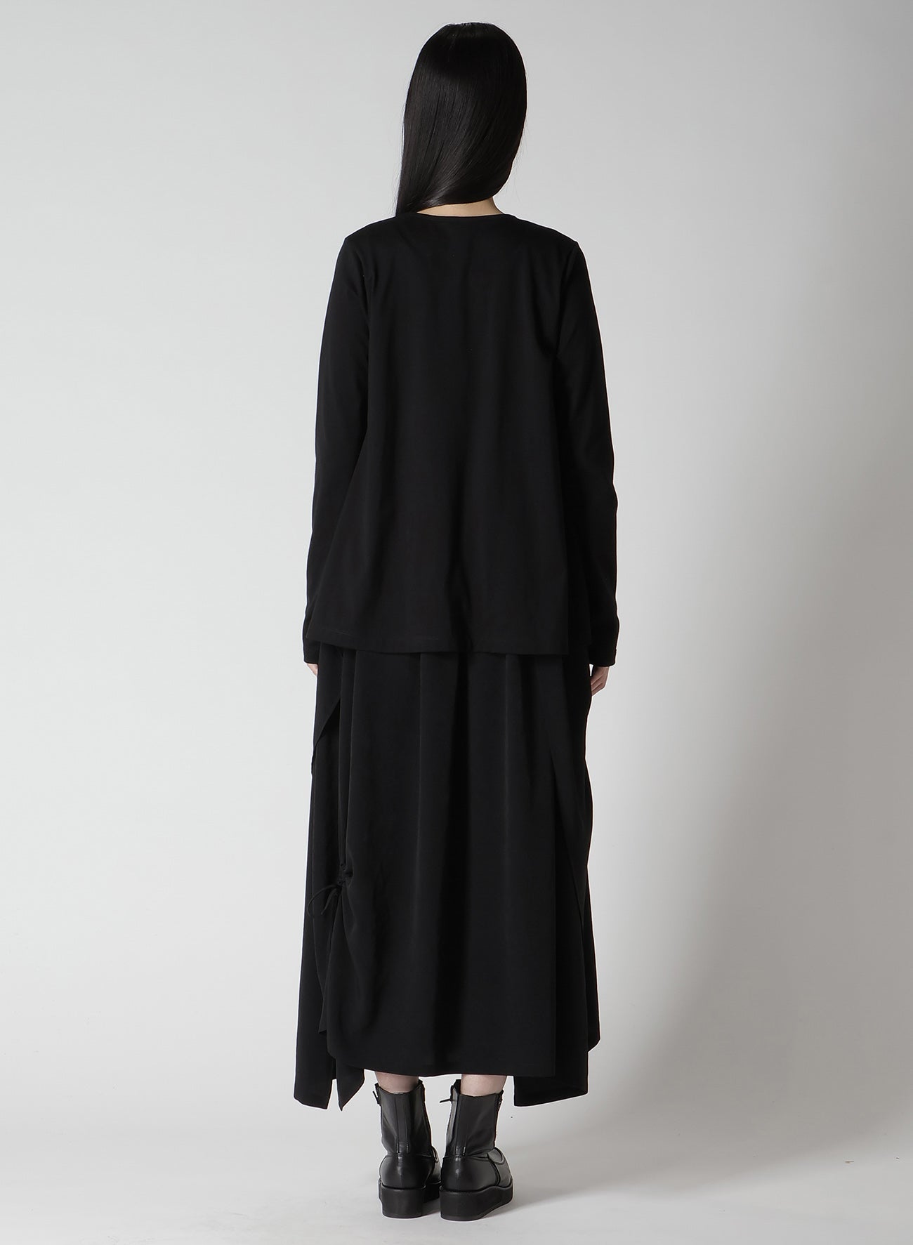CREPE de CHINE/COTTON JERSEY COMBINATION LONG SLEEEVE T
