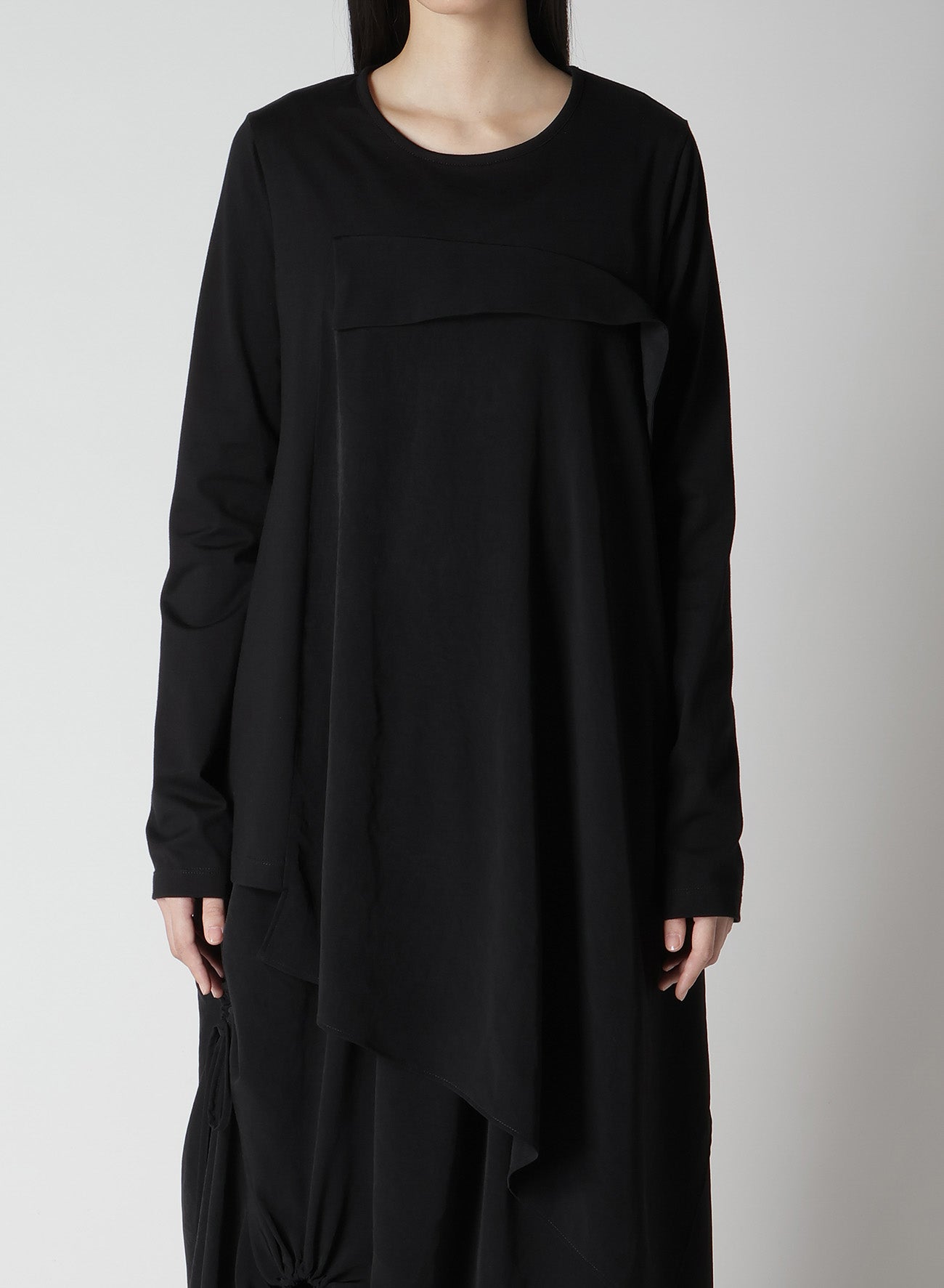 CREPE de CHINE/COTTON JERSEY COMBINATION LONG SLEEEVE T