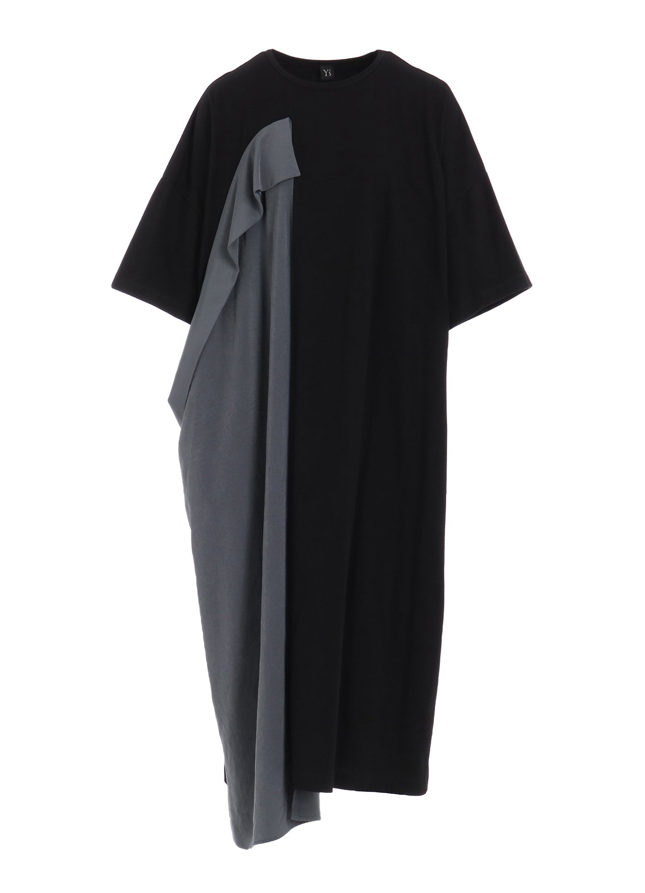 CREPE de CHINE/COTTON JERSEY COMBINATION HALF SLEEVE DRESS