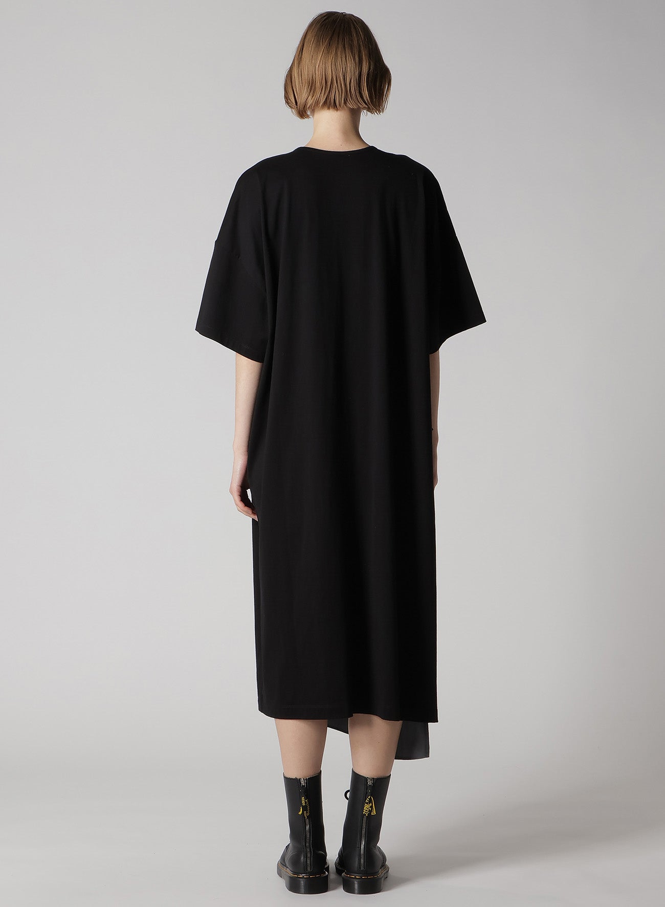 CREPE de CHINE/COTTON JERSEY COMBINATION HALF SLEEVE DRESS