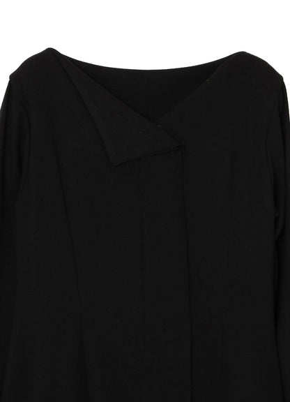 W/RY GAUZE WASHER COLLARLESS DRESS