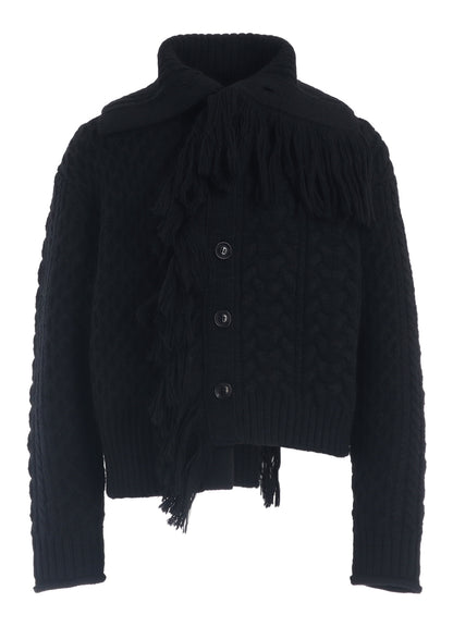 CABLE/FRINGE CARDIGAN