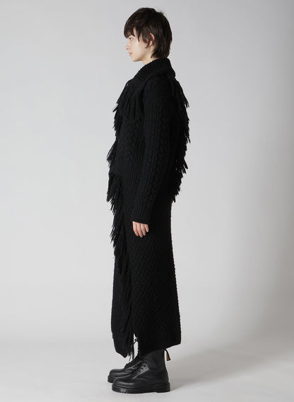 CABLE/FRINGE CARDIGAN