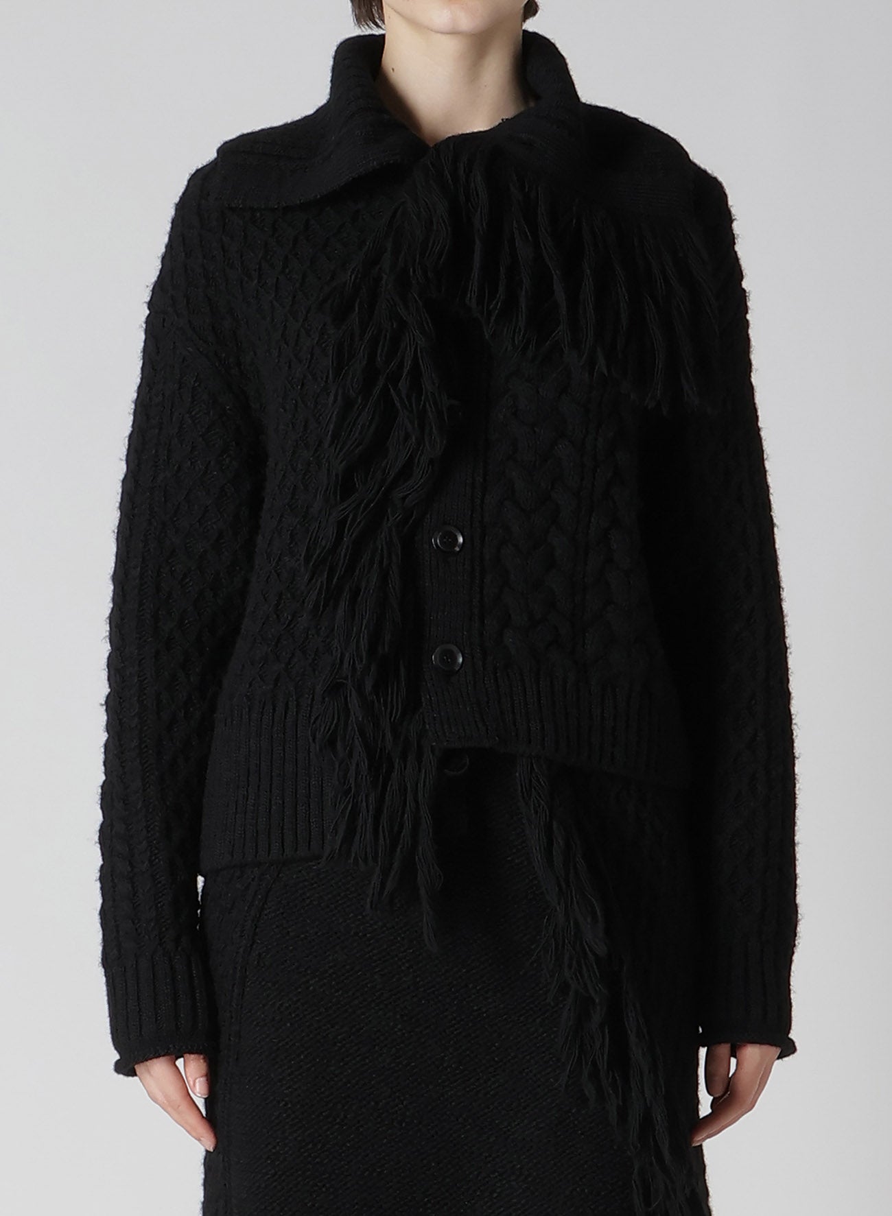 CABLE/FRINGE CARDIGAN