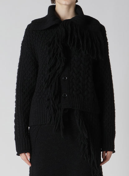 CABLE/FRINGE CARDIGAN
