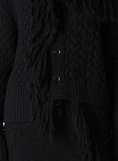 CABLE/FRINGE CARDIGAN