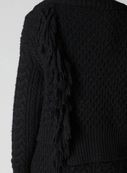 CABLE/FRINGE CARDIGAN