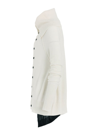 REVERSE STITCHES SIDE DRAPE CARDIGAN