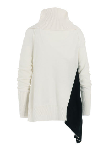REVERSE STITCHES SIDE DRAPE CARDIGAN