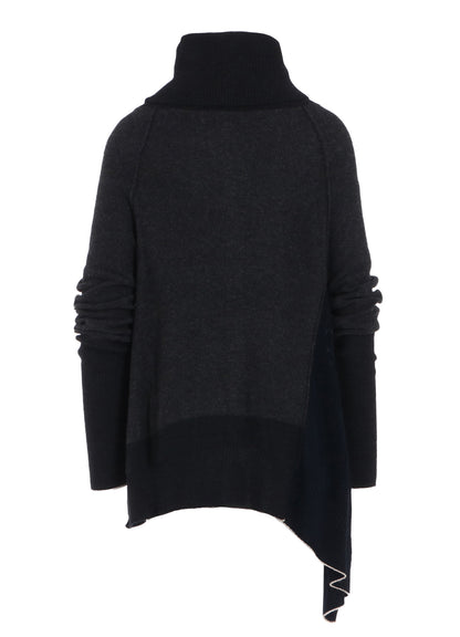 REVERSE STITCHES SIDE DRAPE CARDIGAN