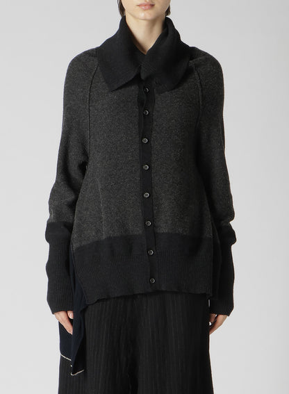 REVERSE STITCHES SIDE DRAPE CARDIGAN