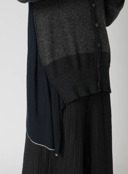 REVERSE STITCHES SIDE DRAPE CARDIGAN
