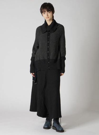 REVERSE STITCHES SIDE DRAPE CARDIGAN